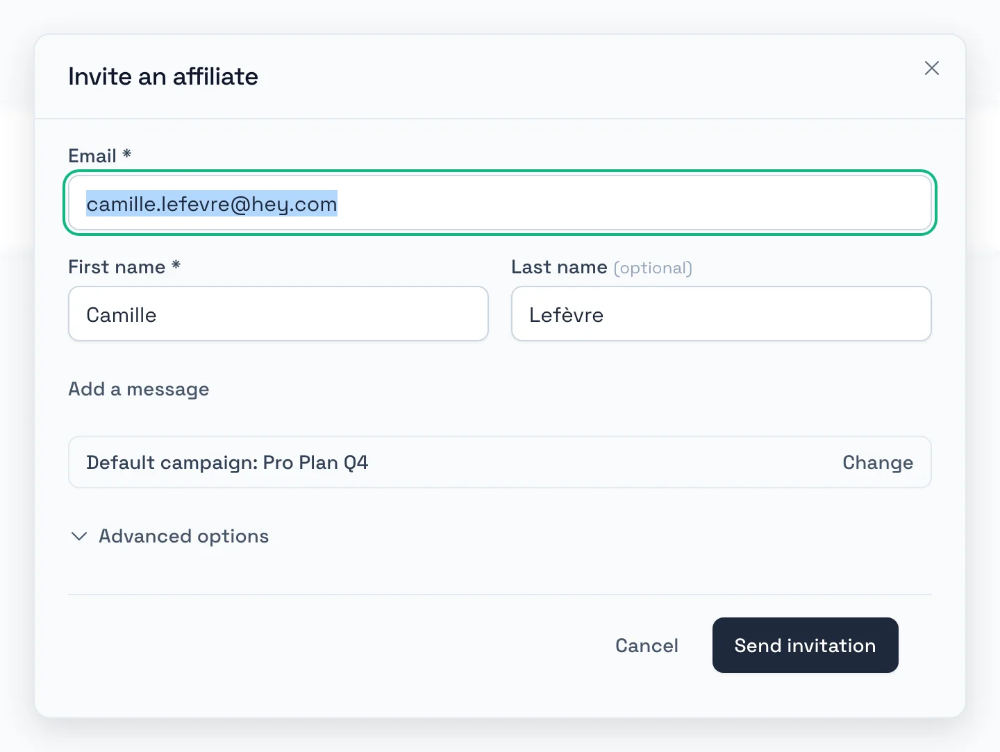Invite Affiliates